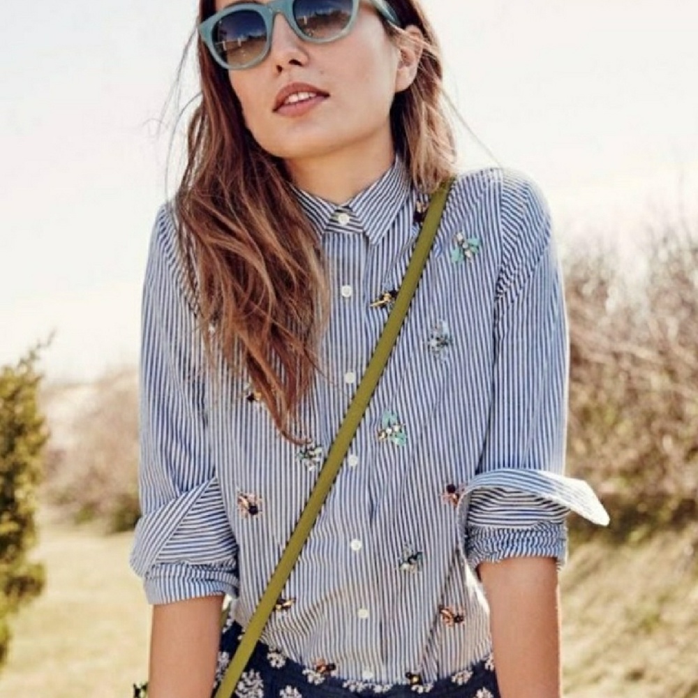 J. Crew bee embellishment button up shirt